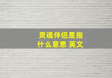 灵魂伴侣是指什么意思 英文